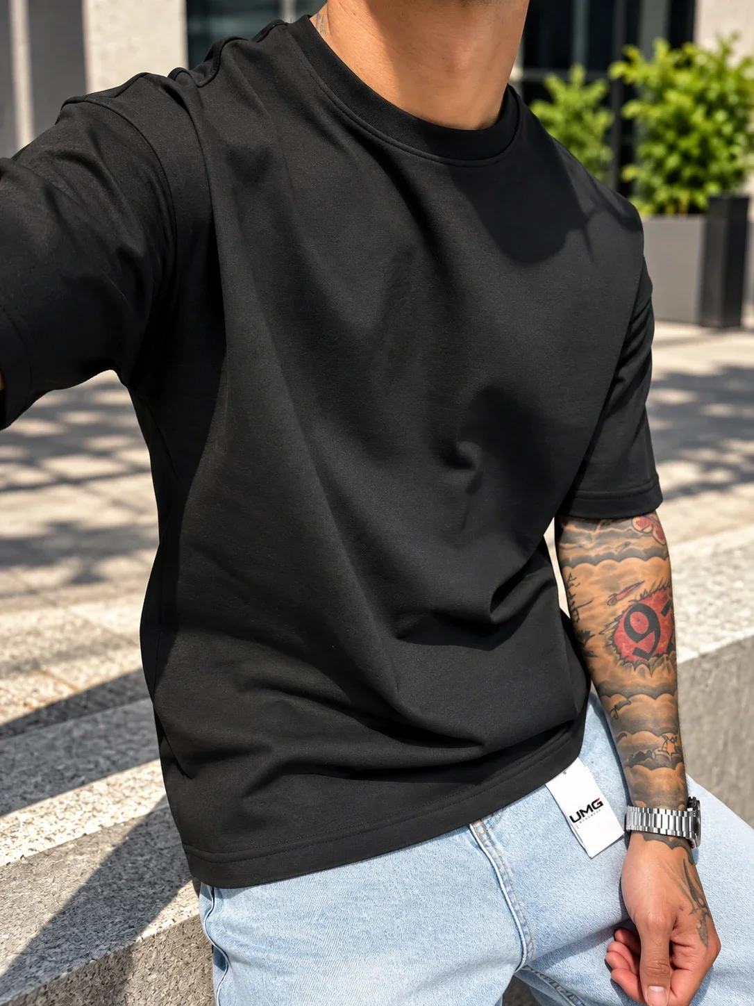 Double Face Oversize Basic Erkek T-Shirt